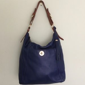 Isaac Mizrahi shoulder bag, leather, royal blue